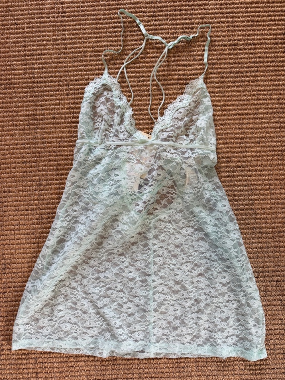 Lace Chemise Slip in Pale Mint Green